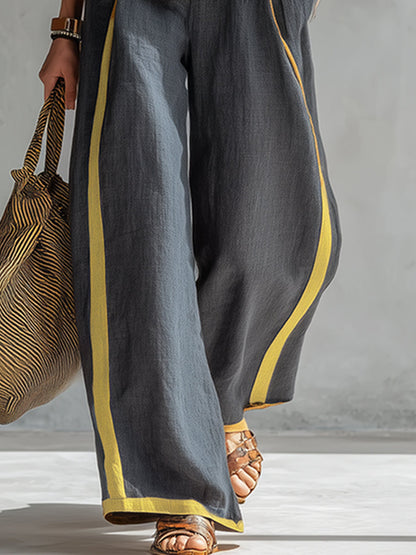 Leila – Conjunto de chaleco y pantalon de algodón y lino