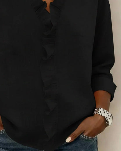 Alexia - Blusa Elegante Con Escote En V y Volantes